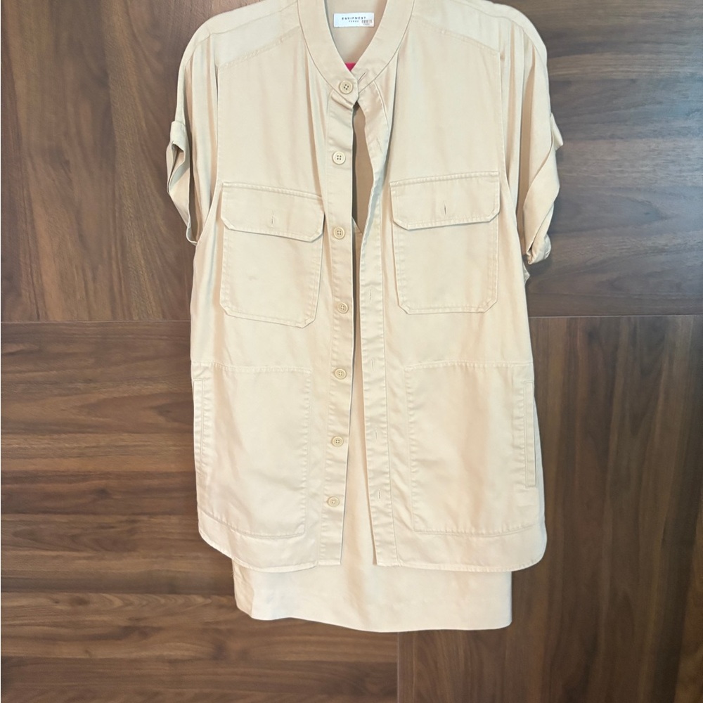 Equipment Beige Button-Up Blouse